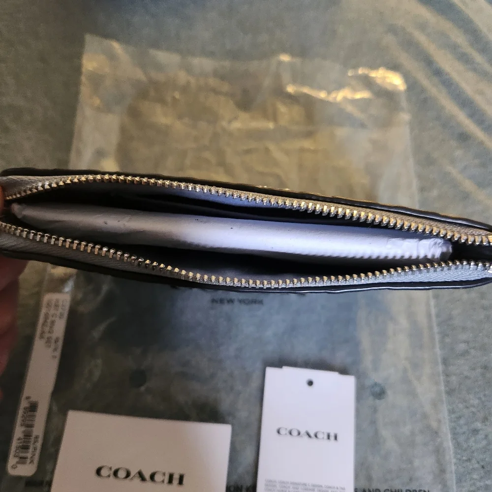 Coach Pastel Blue Embossed Pouch - Picture 2 of 3